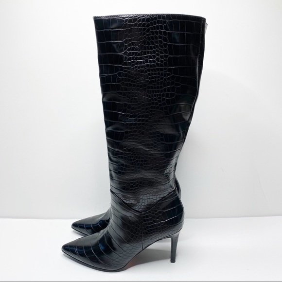 Steve Madden Kinga Black Embossed Knee High Boot - Picture 6 of 7